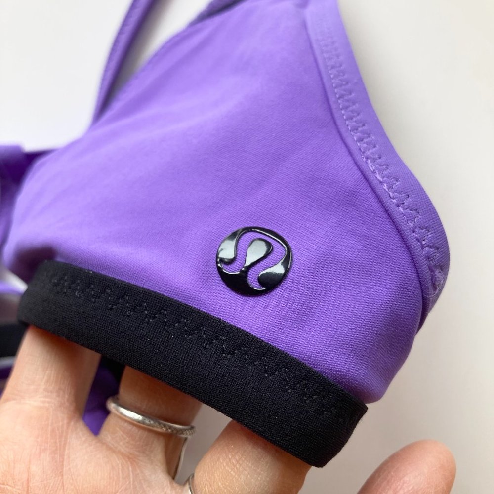 LULULEMON Beach Break Power Purple Black Halter Tie Triangle Bikini Top - Picture 5 of 12